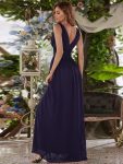 Sleeveless V-Neck Plain Chiffon Maxi Bridesmaid Dress – Dark Purple