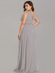 Plus Size Sleeveless V-Neck Chiffon Semi Formal Maxi Dress – Grey