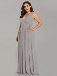 Plus Size Sleeveless V-Neck Chiffon Semi Formal Maxi Dress – Grey