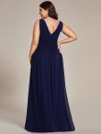 Sleeveless V-Neck Plain Chiffon Maxi Bridesmaid Dress – Navy Blue