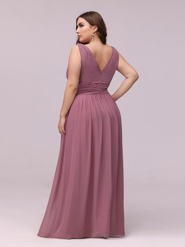 Plus Size Sleeveless V-Neck Chiffon Semi Formal Maxi Dress - Purple Orchid