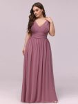 Plus Size Sleeveless V-Neck Chiffon Semi Formal Maxi Dress – Purple Orchid