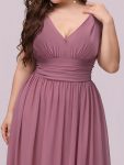 Plus Size Sleeveless V-Neck Chiffon Semi Formal Maxi Dress – Purple Orchid