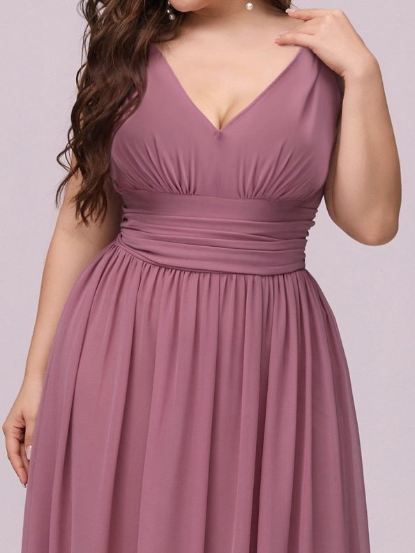 Plus Size Sleeveless V-Neck Chiffon Semi Formal Maxi Dress - Purple Orchid