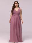 Plus Size Sleeveless V-Neck Chiffon Semi Formal Maxi Dress - Purple Orchid
