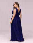 Plus Size Sleeveless V-Neck Chiffon Semi Formal Maxi Dress – Royal Blue