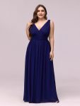 Plus Size Sleeveless V-Neck Chiffon Semi Formal Maxi Dress – Royal Blue