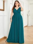 Plus Size Sleeveless V-Neck Chiffon Semi Formal Maxi Dress – Teal