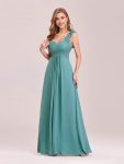 Chiffon One Shoulder Maxi Long Bridesmaid Dresses for Women – Dusty Blue