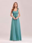 Chiffon One Shoulder Maxi Long Bridesmaid Dresses for Women – Dusty Blue