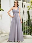 Chiffon One Shoulder Maxi Long Bridesmaid Dresses for Women – Grey