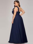 Sweet Pleated Bodice One Shoulder Chiffon Bridesmaid Dress – Navy Blue