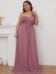 Chiffon One Shoulder Maxi Long Bridesmaid Dresses for Women – Purple Orchid