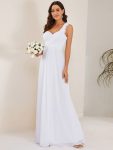 Sweet Pleated Bodice One Shoulder Chiffon Bridesmaid Dress – White