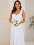 Sweet Pleated Bodice One Shoulder Chiffon Bridesmaid Dress – White