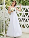 Chiffon One Shoulder Maxi Long Bridesmaid Dresses for Women – White