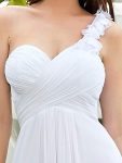 Chiffon One Shoulder Maxi Long Bridesmaid Dresses for Women – White