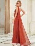 Pleated Chiffon One Shoulder Long Evening Dress – Burnt Orange