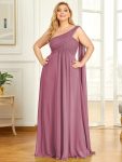 Pleated One Shoulder Long Chiffon Formal Evening Dress – Purple Orchid