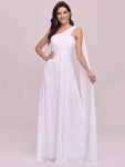 Pleated One Shoulder Long Chiffon Formal Evening Dress - White