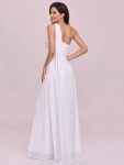 Pleated One Shoulder Long Chiffon Formal Evening Dress – White