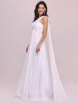 Pleated One Shoulder Long Chiffon Formal Evening Dress – White