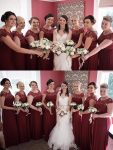 Elegant Lace Cap Sleeve Maxi Long Chiffon Bridesmaid Dress – Burgundy