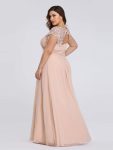 Elegant Maxi Long Lace Bridesmaid Dress with Cap Sleeve – Blush