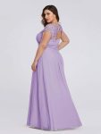 Elegant Maxi Long Lace Bridesmaid Dress with Cap Sleeve – Lavender