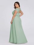 Elegant Lace Cap Sleeve Maxi Long Chiffon Bridesmaid Dress – Mint Green