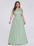 Elegant Lace Cap Sleeve Maxi Long Chiffon Bridesmaid Dress – Mint Green