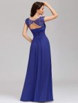 Elegant Lace Cap Sleeve Maxi Long Chiffon Bridesmaid Dress – Sapphire Blue