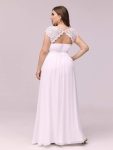 Elegant Maxi Long Lace Bridesmaid Dress with Cap Sleeve – White