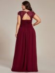 Elegant Maxi Long Lace Cap Sleeve Bridesmaid Dress – Burgundy