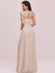 Maxi Lace Cap Sleeve Long Formal Evening Dress – Blush