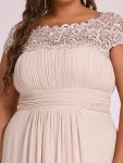 Maxi Lace Cap Sleeve Long Formal Evening Dress – Blush