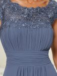 Maxi Lace Cap Sleeve Long Formal Evening Dress – Dusty Navy