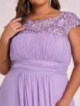 Classic Maxi Long Lace Cap Sleeve Bridesmaid Dress – Lavender