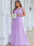 Classic Maxi Long Lace Cap Sleeve Bridesmaid Dress – Lavender