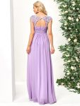 Classic Maxi Long Lace Cap Sleeve Bridesmaid Dress – Lavender