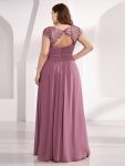 Maxi Lace Cap Sleeve Long Formal Evening Dress – Purple Orchid