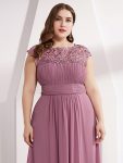 Maxi Lace Cap Sleeve Long Formal Evening Dress – Purple Orchid