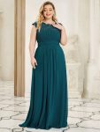 Maxi Lace Cap Sleeve Long Formal Evening Dress – Teal