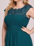 Classic Maxi Long Lace Cap Sleeve Bridesmaid Dress – Teal