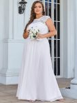 Maxi Lace Cap Sleeve Long Formal Evening Dress – White