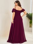 Flowy Cold Shoulder Flare Sleeves Bridesmaid Dress with Side Slit – Mulberry