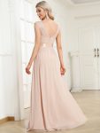 Classic Round Neck V Back Lace Bodice Bridesmaid Dress – Blush