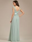 Classic Round Neck Backless Lace Bodice Bridesmaid Dress – Mint Green