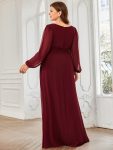 Chiffon High Empire Waist Puff Sleeve Mother Dress – Burgundy