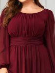 Chiffon High Empire Waist Puff Sleeve Mother Dress – Burgundy